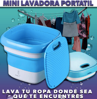 MINI LAVADORA PORTATIL PLEGABLE™+12 Pastillas efervescentes de Regalo + ENVIO GRATIS