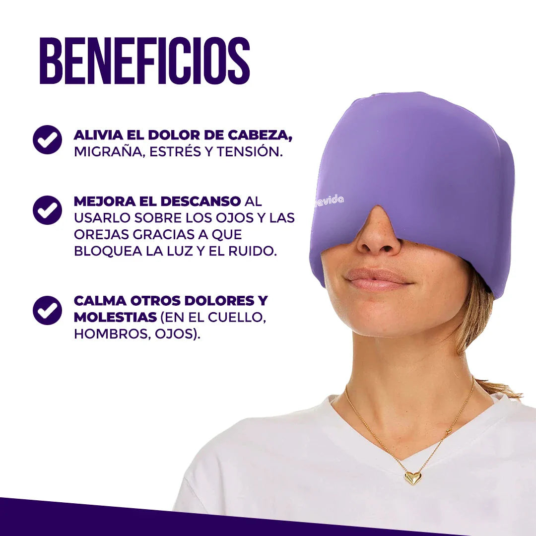 Gorro Gel Terapia de Compresión Frío/Calor, Alivia el Dolor de Cabeza y la Migraña