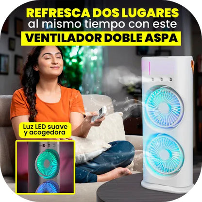 VENTILADOR DOBLE PORTÁTIL CON HUMIDIFICADOR